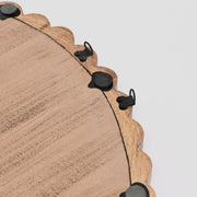 Decorative Round Hanging Wall Mirror With Natural Wooden Bead Design Frame, 32