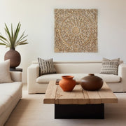 Wooden Floral Hand Carved Mandala Square Wall Decor-48X48