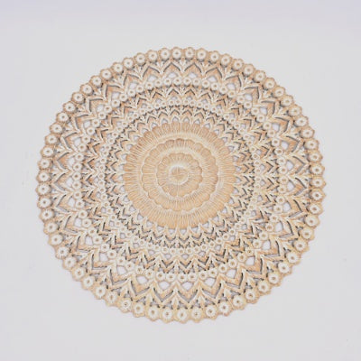 Wooden Floral Hand Carved Mandala Round Wall Decor-48