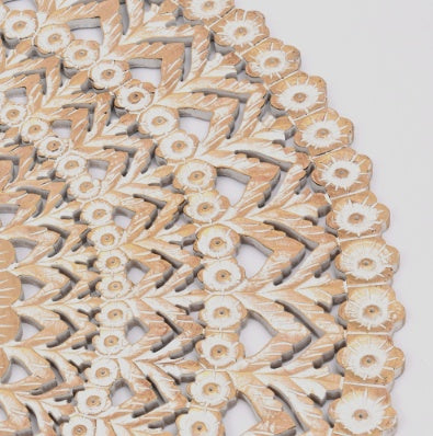 Wooden Floral Hand Carved Mandala Round Wall Decor-48