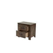Oak Finish 1pc Nightstand Wooden Bedside Table 2x Drawers Storage Bedroom Furniture