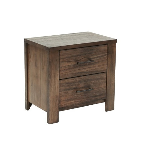 Oak Finish 1pc Nightstand Wooden Bedside Table 2x Drawers Storage Bedroom Furniture